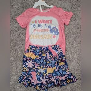 Pink and Blue Dinosaur Pajama Set